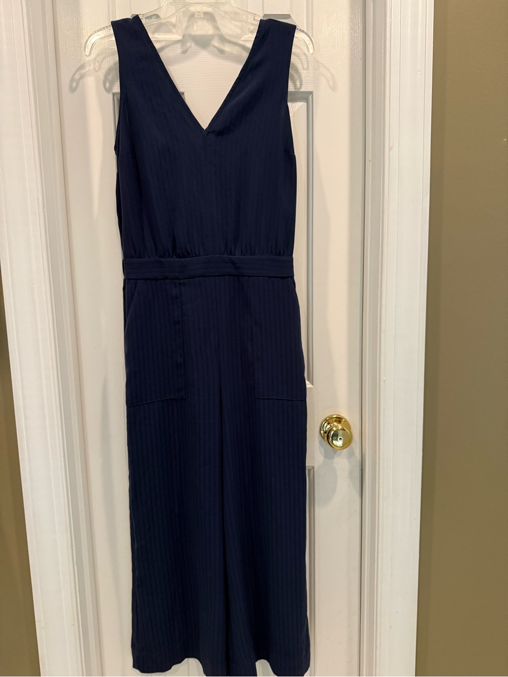 Nine West Navy Sleeveless V-Neck Jumpsuit